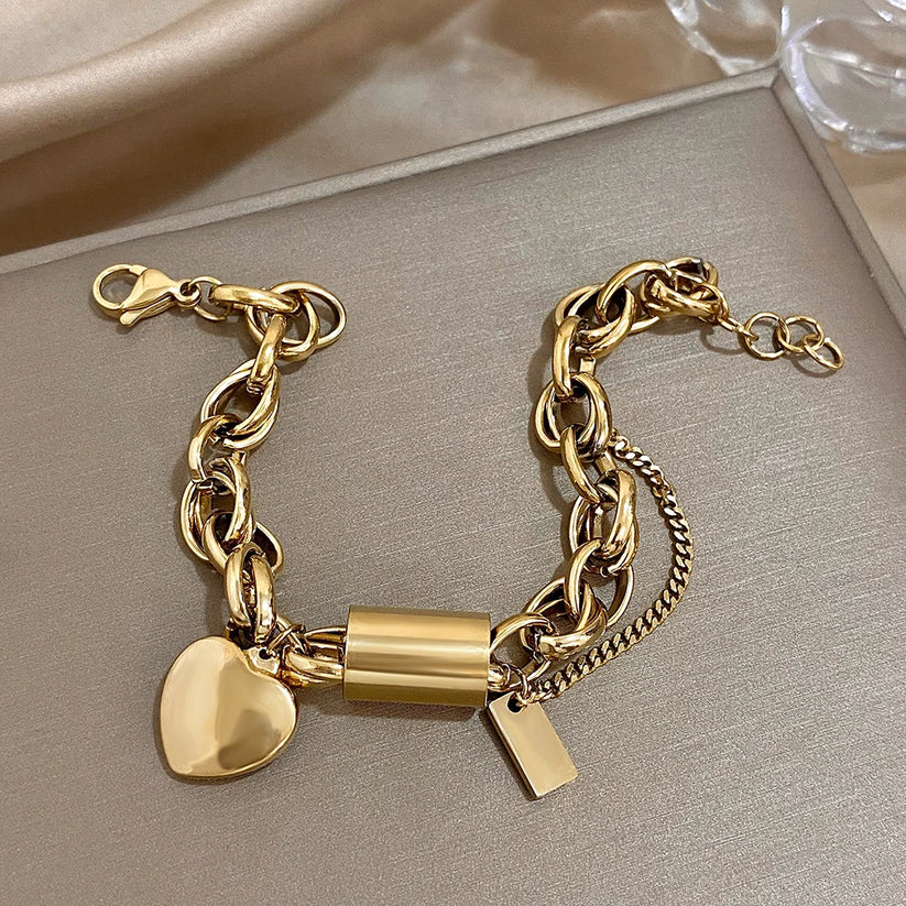 Heartened™ | 金色粗鏈手鍊